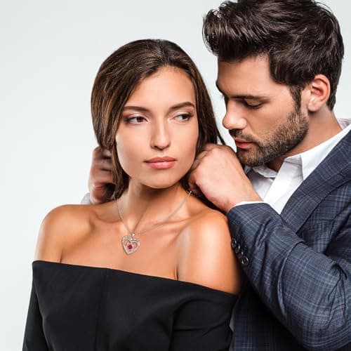 Birthday Gift for Women, Wife Birthsday Gift Ideas,30th 40th 50th 60th Birthday Gifts for Her,Rose Heart Birthstone Pendant Necklaces Anniversary Valentine Jewelry Gifts for Girlfriend,July - Thumbnail 2