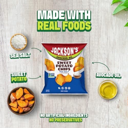 Jackson’s Potato Classic Kettle Chips with Sea Salt (1.5oz, Pack of 10) - Made with Premium Avocado Oil - Allergen-friendly, Gluten Free, Peanut Free, Vegan, Kosher - Shark Tank Product - Thumbnail 4