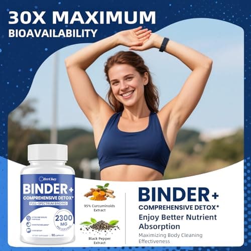 HevChay 2300 MG Detox Binder Supplement – All-in-1 Detox Binder, Activated Charcoal, Zeolite, Bentonite Clay – Liver & Gut Detox Cleanse, Toxin Flush, Digestive, Max Absorption, 90 Vegan Capsules - Thumbnail 5
