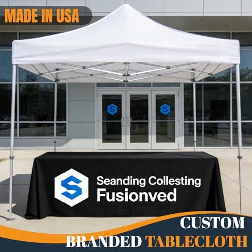 MAIMIPU Personalized Custom Table Cloth with Logo 4/5/6/8/10FT Custom Table Cover for Business Tradeshow Events Company School Shop Wedding Welfare Organization Other Important (8 FT) - Thumbnail 2