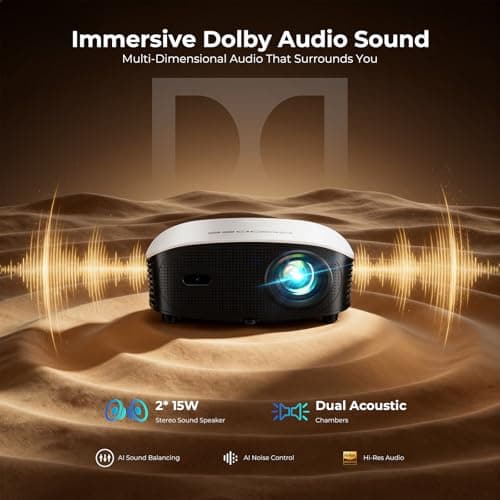 GooDee AI Smart Mini Projector with WiFi and Bluetooth - FHD 4K Support, Compatible with Netflix/YouTube, Auto Focus & Keystone, Dolby Audio Movie Projector for Outdoor Movie Night & Bedroom Theater - Thumbnail 6