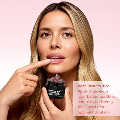 YouthVibe Lip Mask Overnight Moisturizing - Nourish & Hydrate, Antioxidants, 5% Volufiline, Vitamin E, Shea Butter, PDRN & Collagen Sleeping Lip Treatment for Dry, Chapped Lips - Thumbnail 4