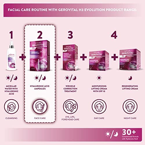 GEROVITAL EVOLUTION Hyaluronic Acid Serum for Face - Moisturizer, Regenerating, Hydrating, Anti-Wrinkle, Anti-Aging with SOD for Fine Lines and Increased Skin Elasticity, 10 Vials x 2ml - Thumbnail 5