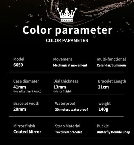 OLEVS Watch Men Gold Green Face Luxury Automatic Self Winding Analog Waterproof Wrist Watches for Men Casual Mechanical Luminous Stainless Steel Dress Mens Watches - Thumbnail 4
