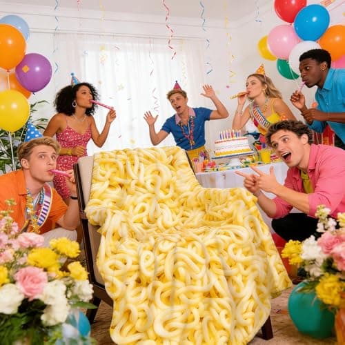 Sofevaim Ramen Noodles Blanket Realistic Food Blanket, Funny Birthday Gifts for Kids, Funny Throw Blanket for Couch Sofa Bed, Food Ramen Gifts 60" X 50" - Thumbnail 4