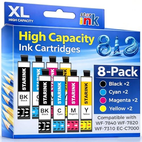 Starink Remanufactured for Epson 812XL Ink Cartridges Combo Pack Replacement for Epson 812 812XL High Yield, Work with Workforce Pro WF-7840 WF-7820 WF-7310 EC-C7000 Printers, 8-Pack (2BK/2C/2M/2Y)