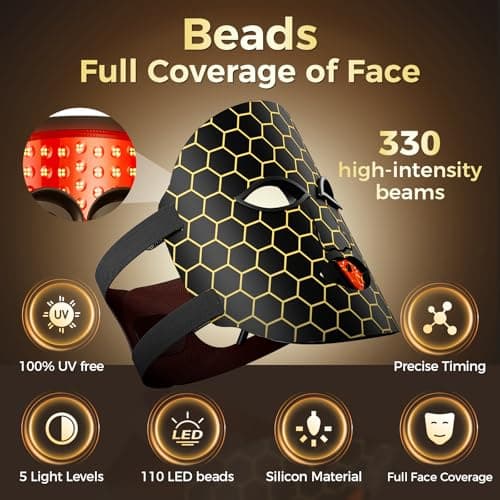 Red Light Therapy Mask for Face, 7-Color LED Face Mask, Near Infrared 850nm, Anti-Aging Wrinkle Reduction & Acne Treatment, At-Home Skin Rejuvenation Beauty Device for Women & Men - Thumbnail 3