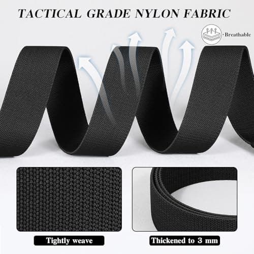 SANSTHS Mens Belt 1.5", Casual Web Golf Ratchet Belts for Men, Stretch Nylon Work Belts with Flip Top Buckle, Black - Thumbnail 5