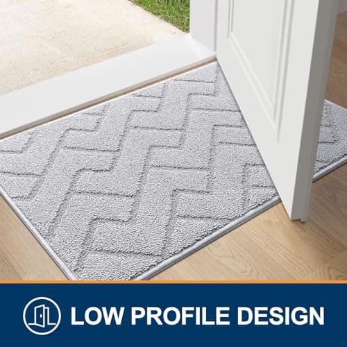 OLANLY Indoor Door Mat, 32x20, Dirt Resistant and Absorbent, Sturdy Non-Slip Rubber Backing, Easy to Clean, Washable Low-Profile Doormat for Entryway, Light Grey - Thumbnail 5