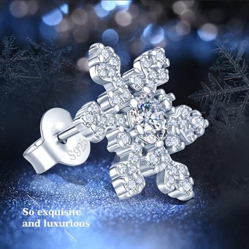 0.5CT Moissanite Snowflake Earrings Brilliant Jewelry for Women D Color VVS1 S925 Sterling Silver 18K White Gold Plated for Mother Love Friend Mother’s Day Birthday Gift for Her - Thumbnail 4