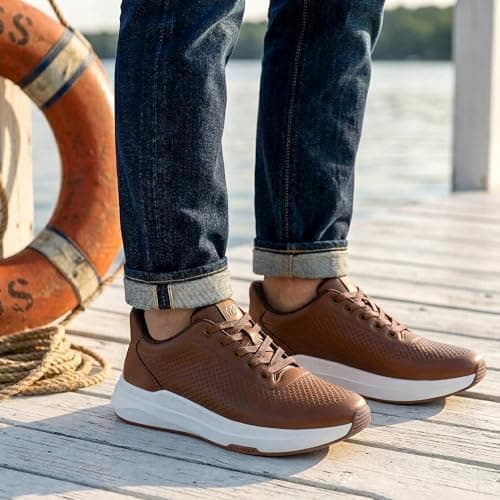 Coostar Mens Brown Dress Shoes with Arch Support Orthopedic Shoes for Men Comfortable Business Work Shoe Brown Size 9.5 - Thumbnail 2