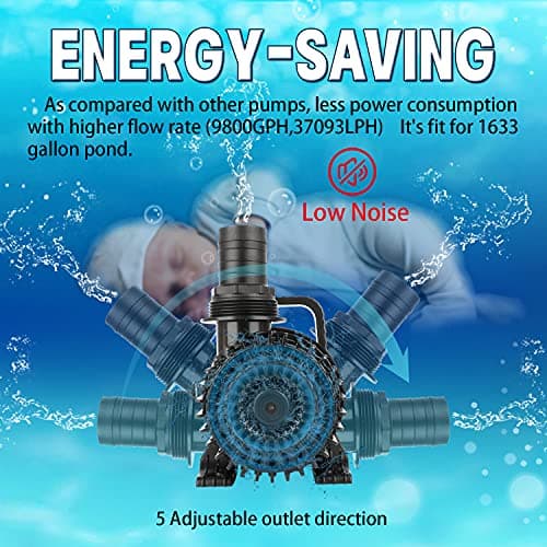 WaterRebirth (4000GPH-230W,UL listed) Large Fountain Submersible Water Pond Sump Pump Aquarium Electric Waterfall Pump Outdoor PS- 4000 - Thumbnail 5
