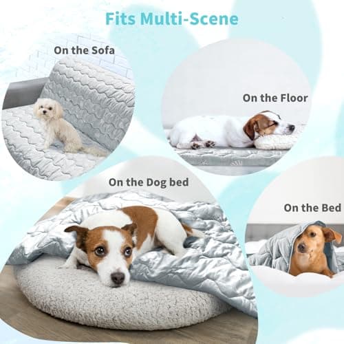 NWK Dog Cooling Blanket, Q-Max>0.345, Ice Silk Cool to Touch Material, Bed Cover, Furniture Protector Couch Sofa for Summer, Anxiety Relief-Machine Washable (Misty Gray,40'' X 60'') - Thumbnail 6