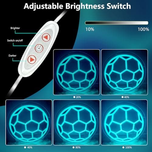 Soccer Neon Sign, Dimmable LED Neon Lights for Wall Decor, Football Neon Signs USB-Powered, Sports Neon Signs for Room Bedroom Decor Unique Gift for Teen Boys & Soccer Fans(Ice Blue) - Thumbnail 5