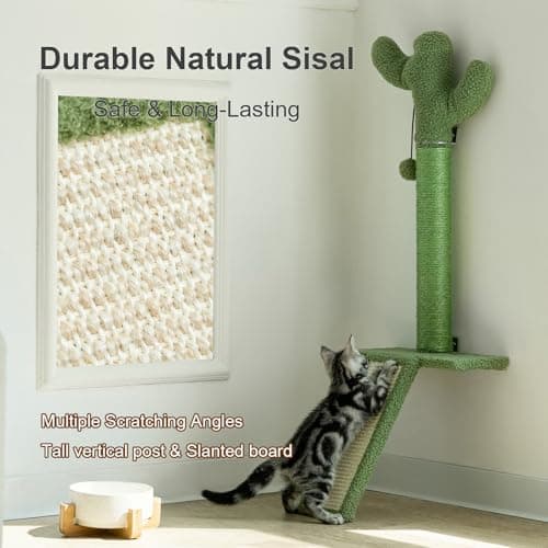 Wall Mounted Cat Shelf with Sisal Scratcher, Cat Wall Step for Climbing & Jumping, Space Saving Cat Wall Furniture for Indoor Cats, Modern Cat Climbing Platform - Thumbnail 4