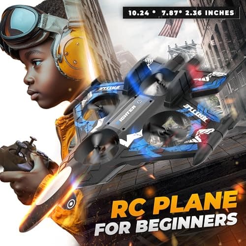 BEZGAR Drones for Kids | 2.4GHZ RC Plane | Remote Control Airplane, Mini Stunt Plane Helicopter, 360° Flip Fighter Jet Toy with Colorful LED Navigation Lights Blue, Toys for ages 8-13 - Thumbnail 6
