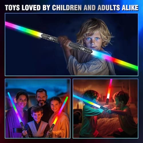 JOINBO Light Up Swords Saber for Kids and Adults,Boys Metal Hilt Sword Toys for Halloween Dress Up Party, Xmas Present,Galaxy War Fighters and Warriors-Black - Thumbnail 4
