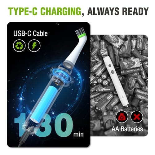 WORKPRO Cordless Grout Brush Set, 5500RPM Power Scrubber, IPX6 Waterproof Electric Scrubber with Type-C Charging Cable and Replaceable Brush Heads for Cleaning Grout, Tiles, Grime, and Crevices - Thumbnail 6