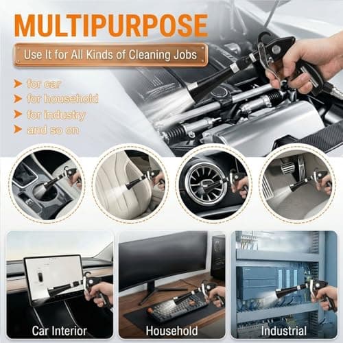 Duriumon Tornado Car Cleaning Gun with 2 Set Nozzle, Air Blower Gun for Car Detailing with Brush, High Pressure Dry Cleaning Gun Quickly Blasts Dust & Dirt Works with Air Compressor - Thumbnail 3