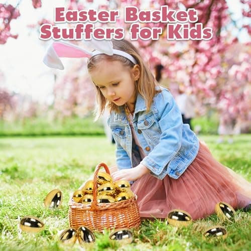 Skirfy Fillable Easter Eggs 3.15" Inch (12 Pack) with Hinge Bulk Golden Bright Plastic Easter Eggs, Perfect for Easter Egg Hunt,Birthday Party Favor - Thumbnail 5