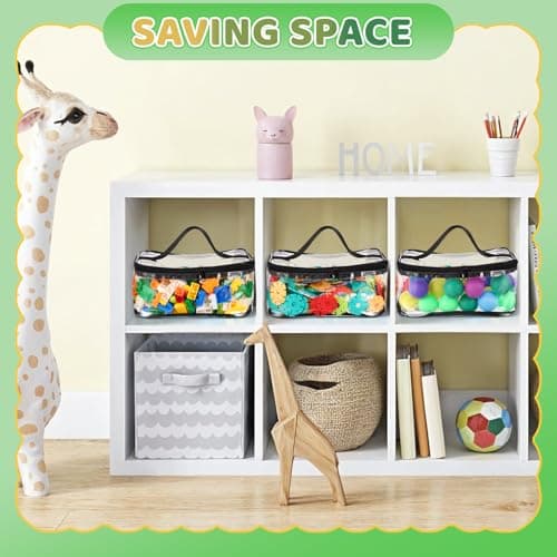 4 Packs Clear Toy Storage Bags, PVC Waterproof Toy Organizer with Zip Reusable Bags for Building Blocks, Board Game, Puzzles, Kids Books, Stationery - Thumbnail 5
