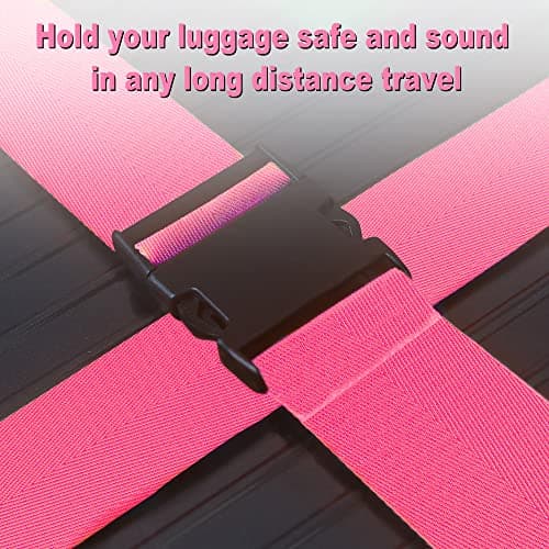 Luggage Straps for Suitcases TSA Approved Travel Belt 4 Pack by Chelmon (Rose Red) - Thumbnail 4