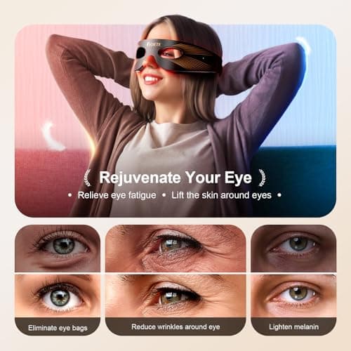 Pedete Red Light Therapy for Eyes, 3 Modes Under-Eye Red Light Eye Mask, Eye Massager for Fine Lines Eye Bags and Dark Circles for Men Women(Black) - Thumbnail 5