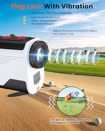Golf Rangefinder with Slope - 1500 Yards Laser Range Finder for Golf & Hunting, 7X Magnification, High-Precision Flag Locking Vibration, Rechargeable, IP54 Waterproof, Built-in Magnetic Strip - Thumbnail 4