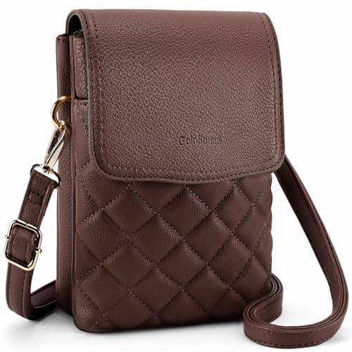 Goinsound Crossbody Phone Purse Quilted Cell Phone Crossbody Bag with RFID Blocking Card Slots Dark Brown - Image 1