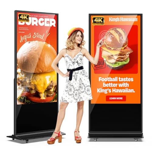 65 Inch 4K Digital Signage Display,Indoor Floor Standing TouchScreen Advertising Display Kiosk Android System,Commercial LCD Totem Support HDMI-in,Free Customization Stickers and CMS System(Black)