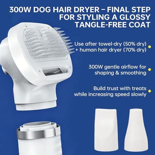 Professional Pet Grooming Dryer Brush – 3-in-1 Dog Blow Dryer with Slicker Brush, Adjustable Temp, Overheat Safe, Salon Quality - Thumbnail 3