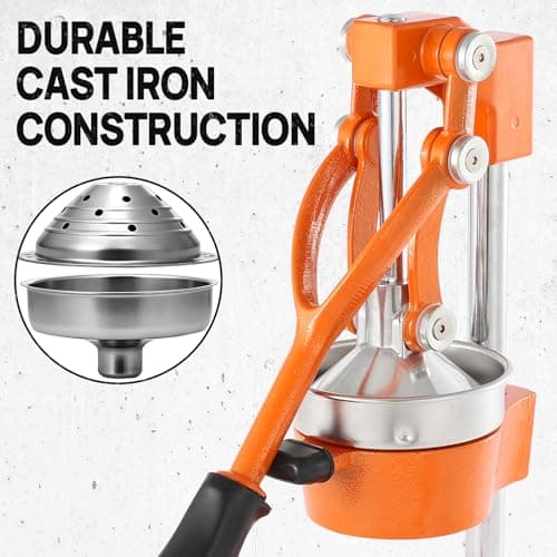 ARINOO Kitchen Cast Iron Citrus Juicer,Manual Hand Press Orange Juicer,Heavy Duty Countertop Squeezer for Lemon,Orange, Easy to Use & Clean（Orange) - Thumbnail 4