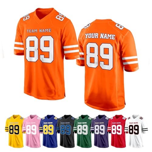 Orange Custom Football Jersey for Women Men Team Clothing Name Number Jerseys Personalized Shirt Youth Kids Customized Football Uniform Fans Birthday Gift - Image 1