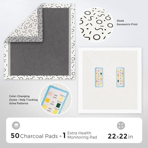 ZOMISIA Charcoal Puppy Pee Pads for Dogs, 22"x22" 50 Counts + 1 Extra Health Monitoring Pad - Disposable Dog Potty Training Pads, Odor-Control, Super Absorbent & Leak-Proof - Thumbnail 4