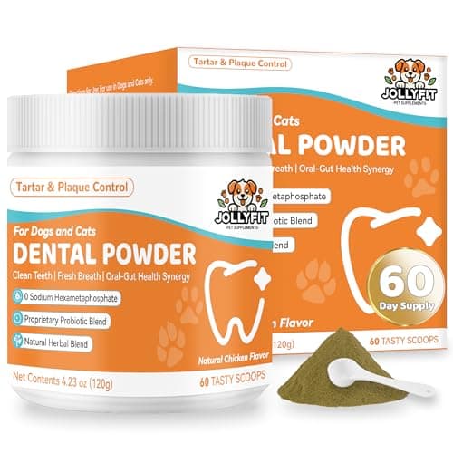 Dog Teeth Cleaning Powder - Natural Dog Dental Powder -Gentle Dog Breath Freshener, Dog Plaque and Tartar Remover, Vet Formulated No Sodium Hexametaphosphate- 60 Scoops, 4.23oz (120g) - Image 1