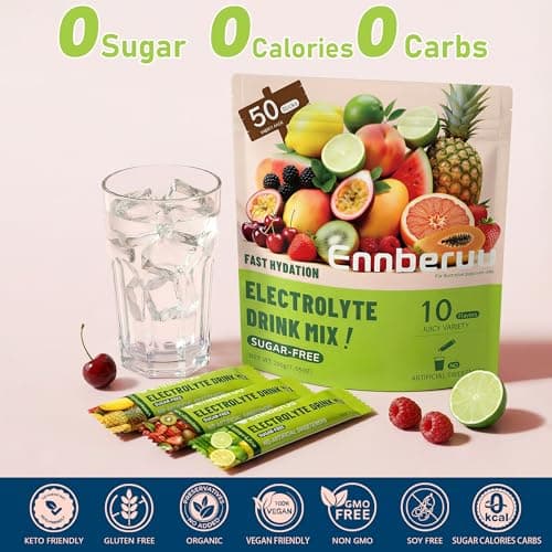 Electrolyte Powder Packets, 50 Sticks Sugar-Free Hydration Drink, 10 Flavor - Thumbnail 6