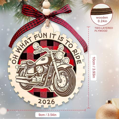 Motorcycle Christmas Ornament 2026, Wooden Motorcycle Ornaments for Christmas Tree Decor, Cool Ornaments for Men, Unique Ornament - Motocross Gifts for Men - Thumbnail 5