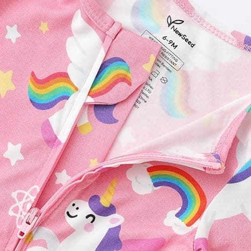 Baby One-Piece Footies Long Sleeve Rompers 2-Way Zipper, Baby Bodysuit Bamboo Clothes for Boys Girls (Unicorn, Newborn) - Thumbnail 3