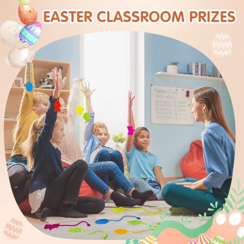 Easter Sticky Hands Bulk 42 PCS Party Favors for Kids Easter Egg Fillers Basket Stuffers Stretchy Sticky Hand Toy Goodie Bag Stuffers Classroom Prizes for Kids Toys Carnival Birthday Party Supplies - Thumbnail 5