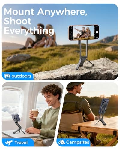 LULULOOK Rugged Magnetic Phone Tripod Stand for iPhone/Pixel 10 - Portable Strong Magnetic Phone Holder for Magsafe - Tripod Mount for iPhone 13/14/15/16/17 Pro Max & Air (Dark Grey) - Thumbnail 2