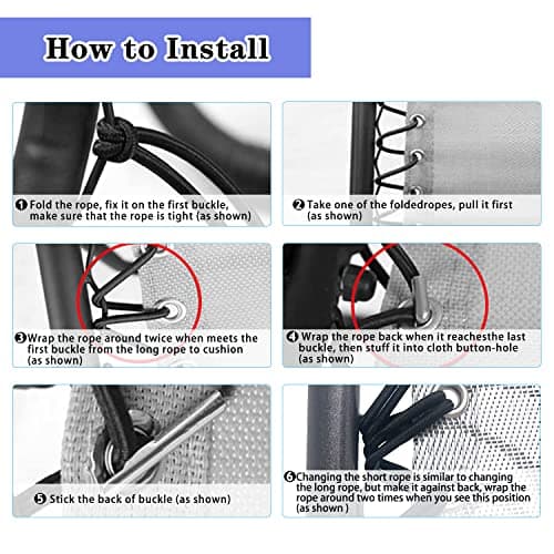 Zero Gravity Chair Replacement Fabric with Bungee Cord Kit, 21 Inch Wide Repair Cloth with Replacement Cord for Oversized XL Anti Gravity Chairs Outdoor Recliner Patio Lounge Lawn Beach Sling Chair - Thumbnail 6