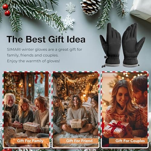 SIMARI Winter Waterproof Warm Gloves Women Men with Touchscreen Fingers, Ski Snow Windproof for Cold Weather Thermal, for Running Hiking Driving Cycling Outdoor Sports Daily Work (White S) - Thumbnail 6