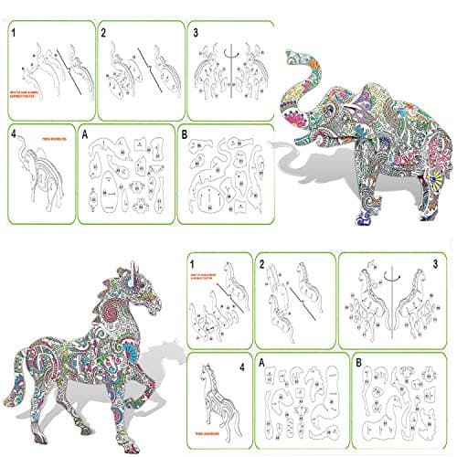 KAZOKU 3D Coloring Puzzle Set, Arts and Crafts for Girls&Boys Ages 6-12 Toys 4 Animals Puzzles Supplies Fun Painting Kit Kids Age 8 9 10 11 12 Birthday Children's Day Gift - Thumbnail 5