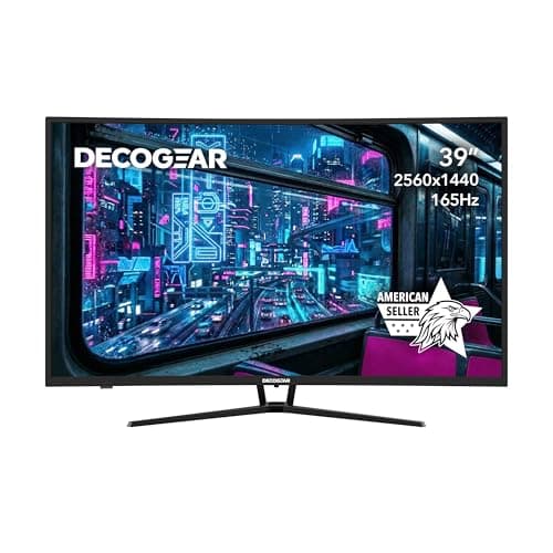 Deco Gear 39" Curved Widescreen Gaming Monitor | 2560x1440 | 1ms MPRT | 165 Hz | 16:9 | HDR400 | 4000:1 | 1 x HDMI | 1 x DisplayPort - Limited Black Edition