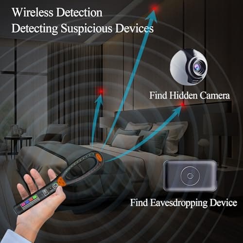 CHIRSMIP Hidden Camera Detector, Camera Finder, Bug Detector for Listening Devices, Magnetic Tracker Finder, Portable Privacy Protection Device for Hotels, Vehicles, Offices, Fitting Rooms and Travel - Thumbnail 2