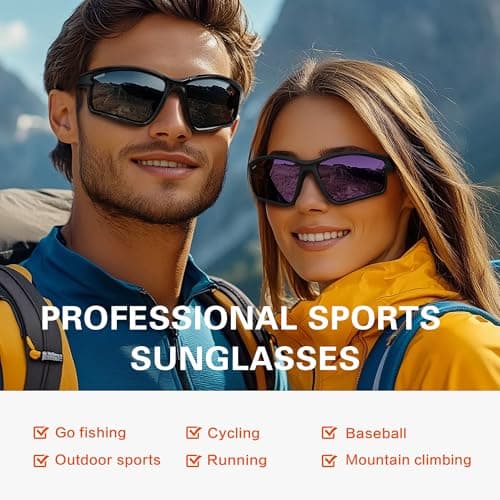 suoso Sports Polarized Sunglasses for Men: TR90 UV400 Protection Sun Glasses Squash Goggles Wrap Around Goggles for Drving - Thumbnail 3