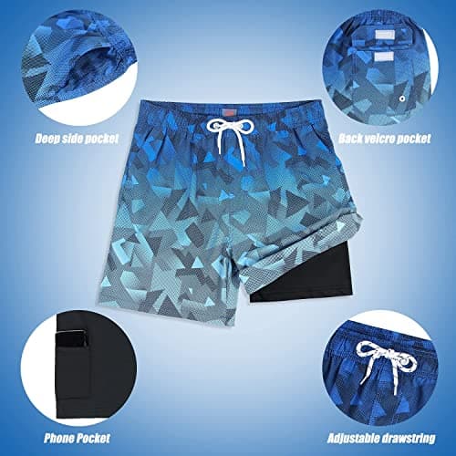 MILANKERR Compression Shorts for Men Swimming Trunks Beach Shorts with Compression Liner Workout Athletic Short Tropical Hawaiian Swim Trunk - Thumbnail 4