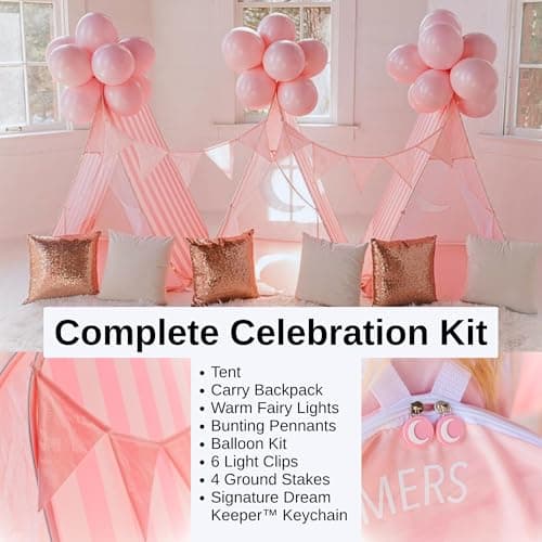 All-in-One Sleepover Birthday Kit for Kids – Instant Pop-Up Teepee Tent with Lights & Decor, Easy Indoor Outdoor Setup - Thumbnail 2
