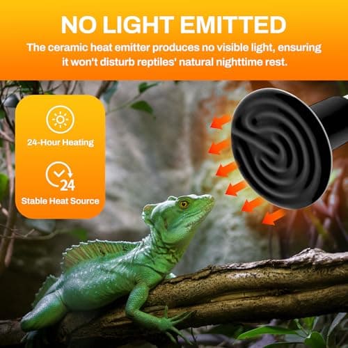 BN-LINK 150W Reptile Heat Lamp 2-Pack, Ceramic Heat Emitter Bulbs, No Light Heat Lamp for Reptiles, Chickens, Lizard, Turtle, Snake - Thumbnail 3