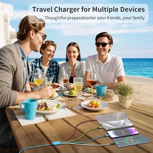 Travle USB A/C 4 in 2 Charging Cords,Dual Type C Mulit Charging Cable, Universal Charging Cables for All Devices,Travle Charger Cord for iPhone Series/Samsung/Tablets/PS,Blue&Black - Thumbnail 6